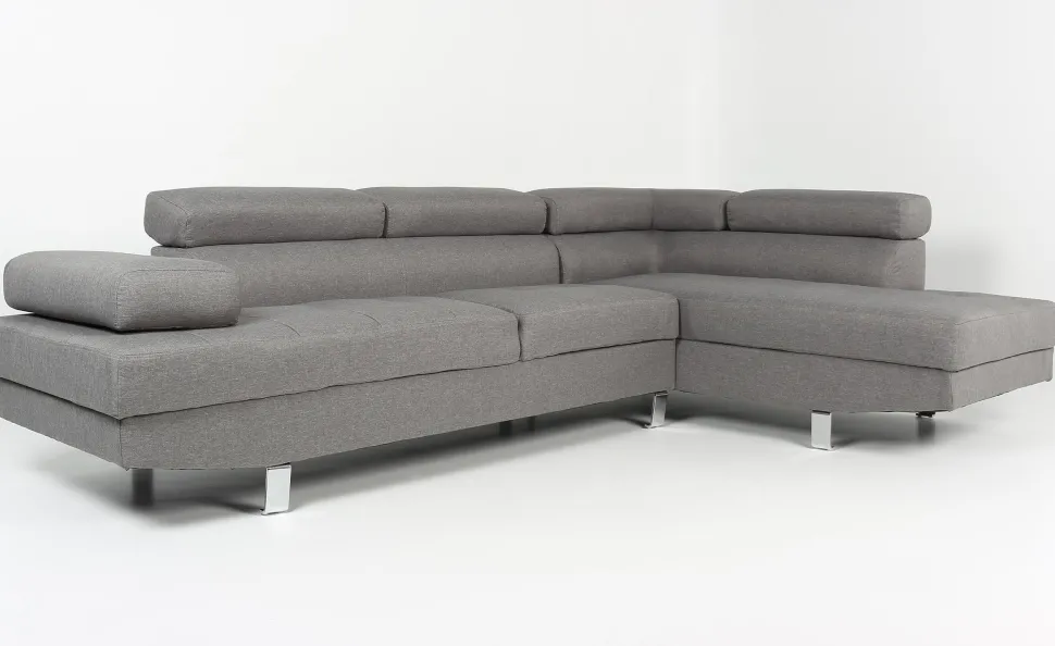Canapé d'angle avec têtières relevables Alfa Tissu Gris