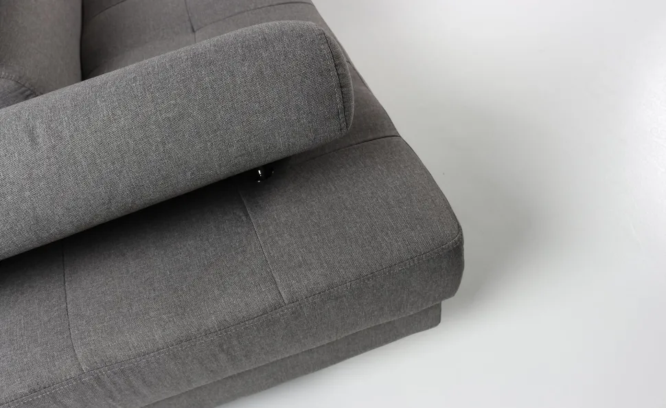 Canapé d'angle avec têtières relevables Alfa Tissu Gris