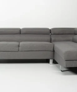 Canapé d'angle avec têtières relevables Alfa Tissu Gris