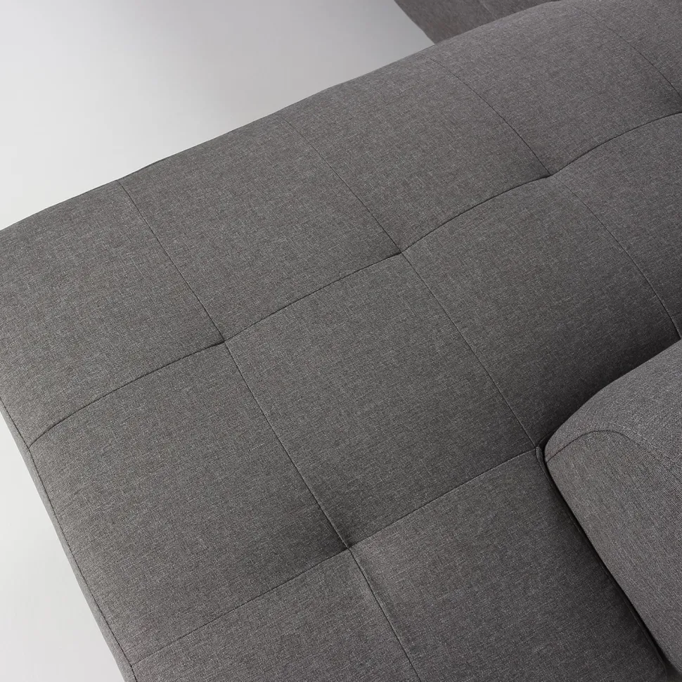 Canapé d'angle avec têtières relevables Alfa Tissu Gris