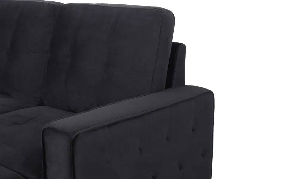 Canapé d'angle convertible moderne Delacroix Velours Noir
