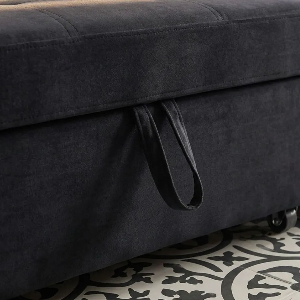 Canapé d'angle convertible moderne Delacroix Velours Noir