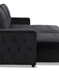 Canapé d'angle convertible moderne Delacroix Velours Noir