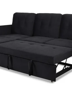 Canapé d'angle convertible moderne Delacroix Velours Noir