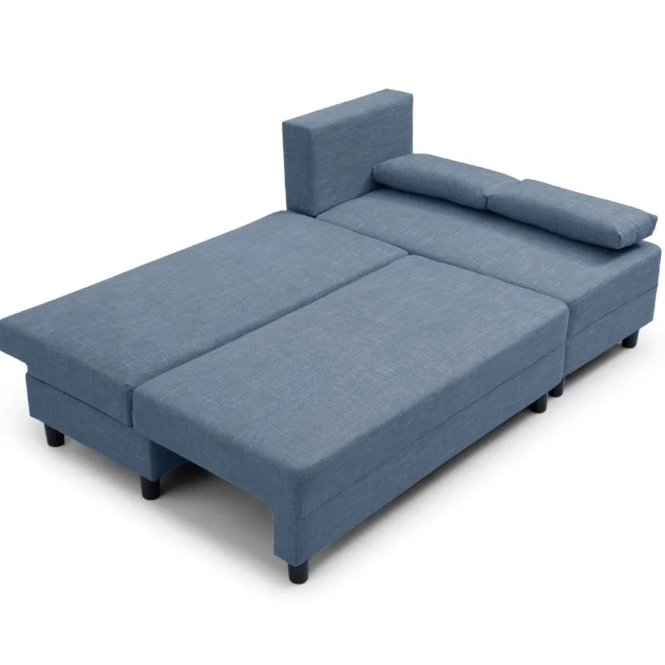 Canapé d'angle convertible Expression Tissu Bleu