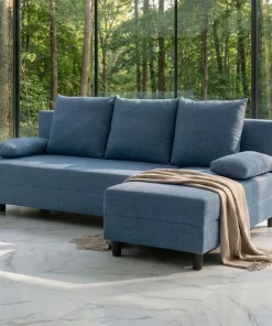 Canapé d'angle convertible Expression Tissu Bleu