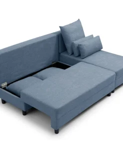 Canapé d'angle convertible Expression Tissu Bleu