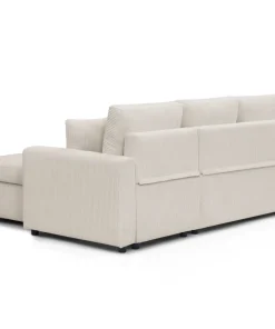 Canapé d'angle convertible avec coffre de rangement réversible Toledo Velours côtelé Beige