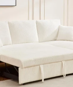 Canapé d'angle convertible avec coffre de rangement réversible Toledo Velours côtelé Beige