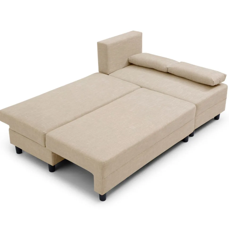 Canapé d'angle convertible Expression Tissu Beige