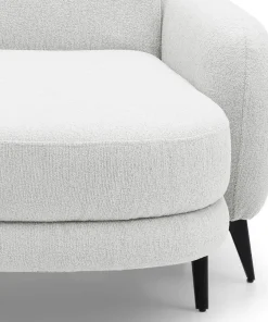 Canapé d'angle convertible avec méridienne arrondie Milord Tissu texturé Crème