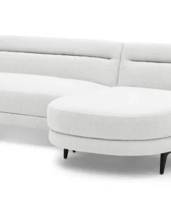 Canapé d'angle convertible avec méridienne arrondie Milord Tissu texturé Crème