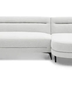 Canapé d'angle convertible avec méridienne arrondie Milord Tissu texturé Crème