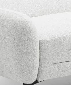 Canapé d'angle convertible avec méridienne arrondie Milord Tissu texturé Crème