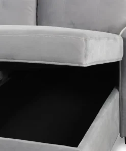 Canapé d'angle convertible moderne Delacroix Velours Argent