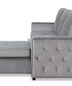 Canapé d'angle convertible moderne Delacroix Velours Argent