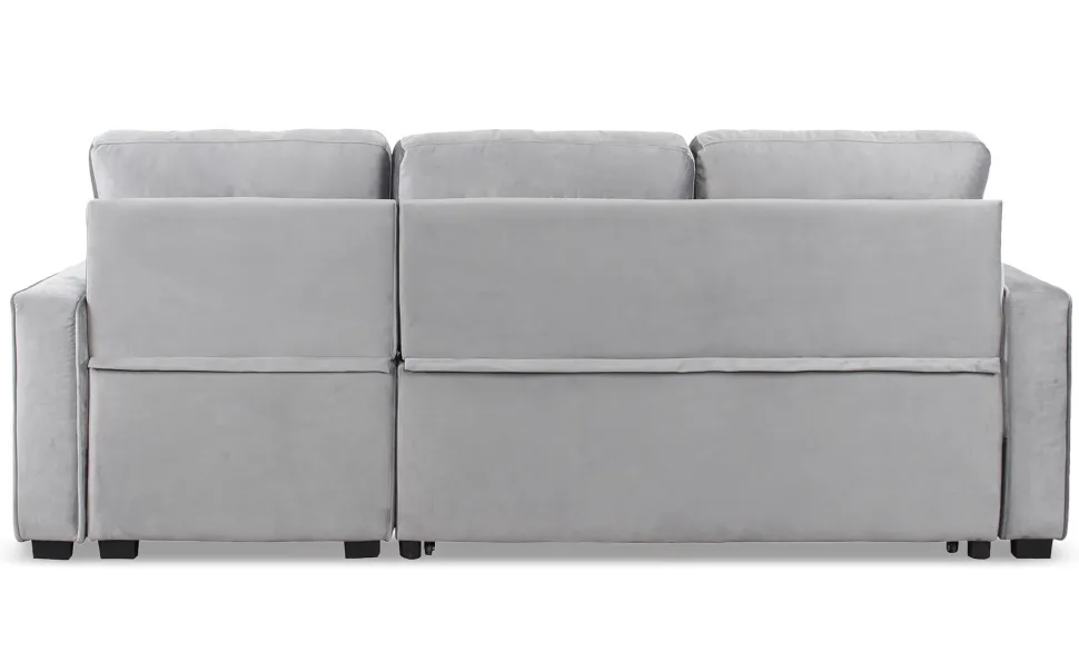 Canapé d'angle convertible moderne Delacroix Velours Argent