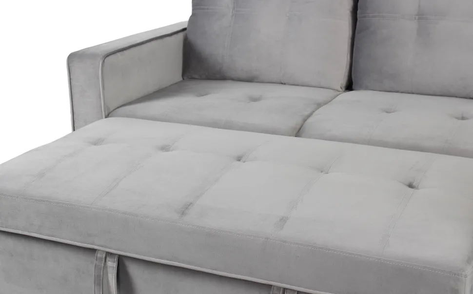 Canapé d'angle convertible moderne Delacroix Velours Argent