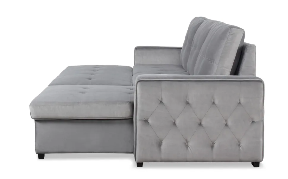 Canapé d'angle convertible moderne Delacroix Velours Argent