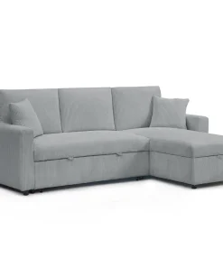 Canapé d'angle convertible avec coffre de rangement réversible Toledo Velours côtelé Argent