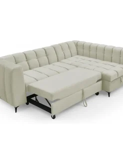 Canapé d'angle convertible Chessy Velours Beige