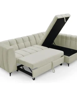 Canapé d'angle convertible Chessy Velours Beige