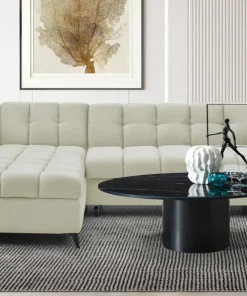 Canapé d'angle convertible Chessy Velours Beige