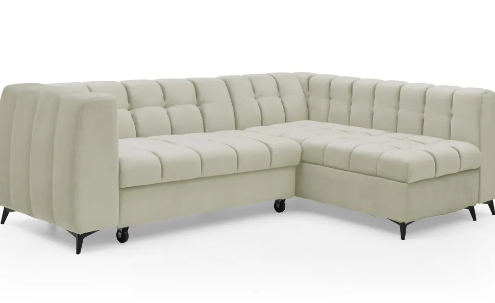 Canapé d'angle convertible Chessy Velours Beige