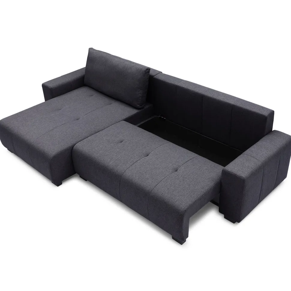 Canapé d'angle convertible élégant Malone Tissu Noir