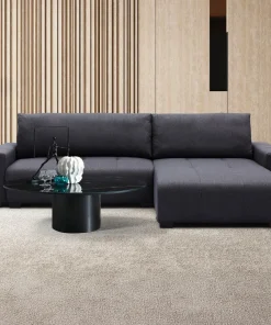 Canapé d'angle convertible élégant Malone Tissu Noir