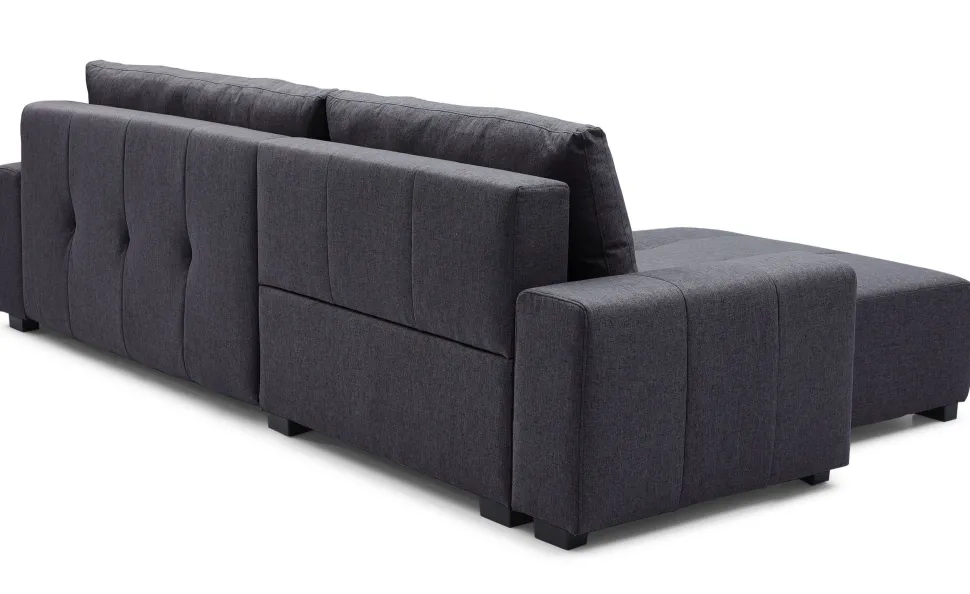 Canapé d'angle convertible élégant Malone Tissu Noir