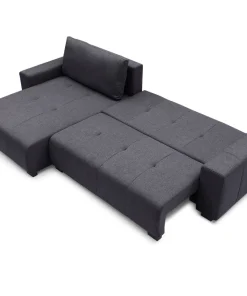 Canapé d'angle convertible élégant Malone Tissu Noir