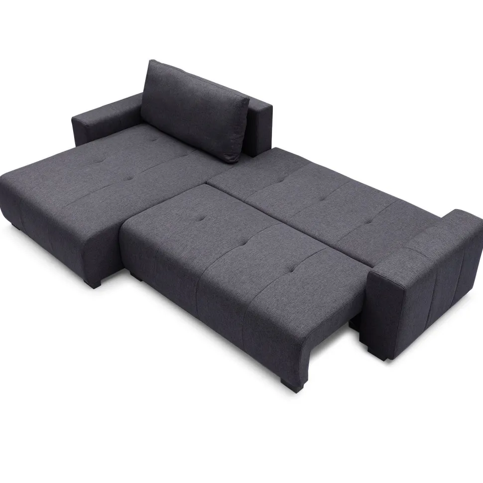 Canapé d'angle convertible élégant Malone Tissu Noir