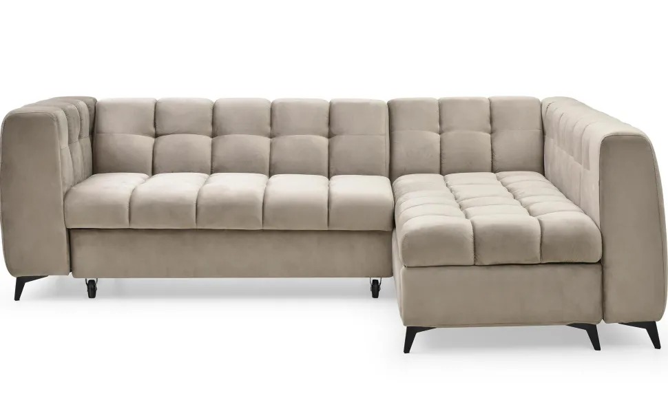 Canapé d'angle convertible Chessy Velours Taupe
