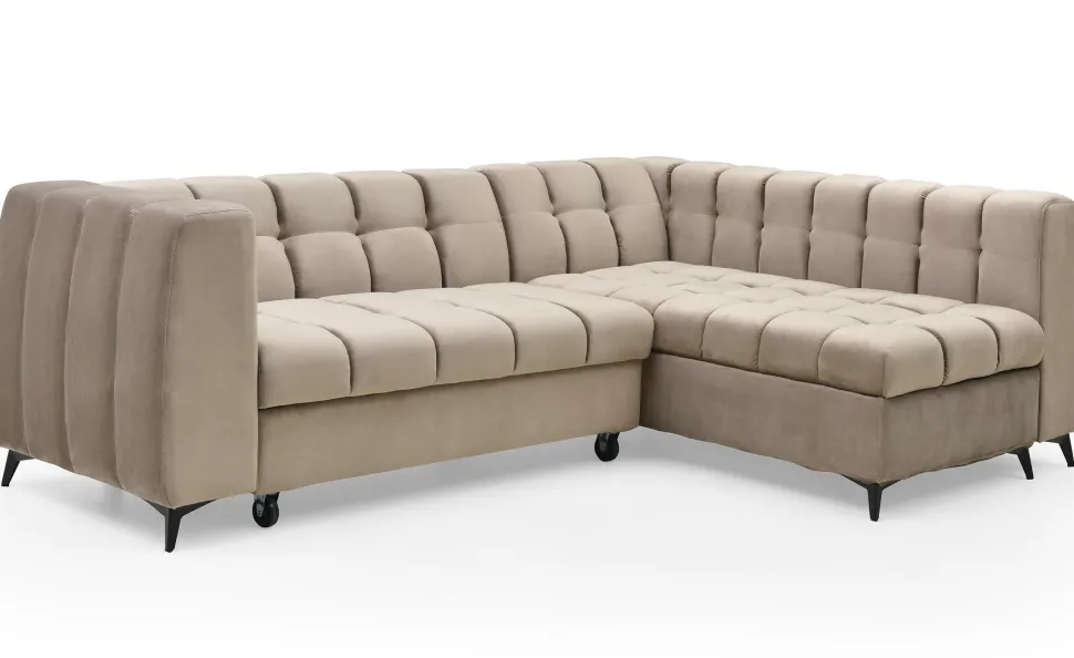Canapé d'angle convertible Chessy Velours Taupe
