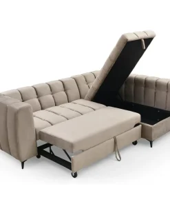 Canapé d'angle convertible Chessy Velours Taupe