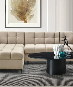 Canapé d'angle convertible Chessy Velours Taupe