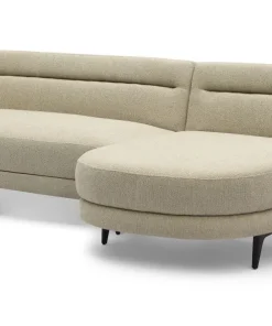 Canapé d'angle convertible avec méridienne arrondie Milord Tissu texturé taupe