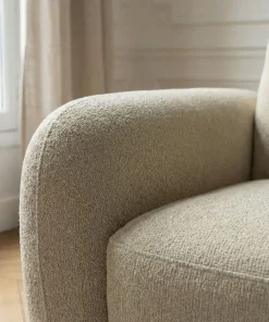 Canapé d'angle convertible avec méridienne arrondie Milord Tissu texturé taupe