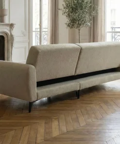 Canapé d'angle convertible avec méridienne arrondie Milord Tissu texturé taupe
