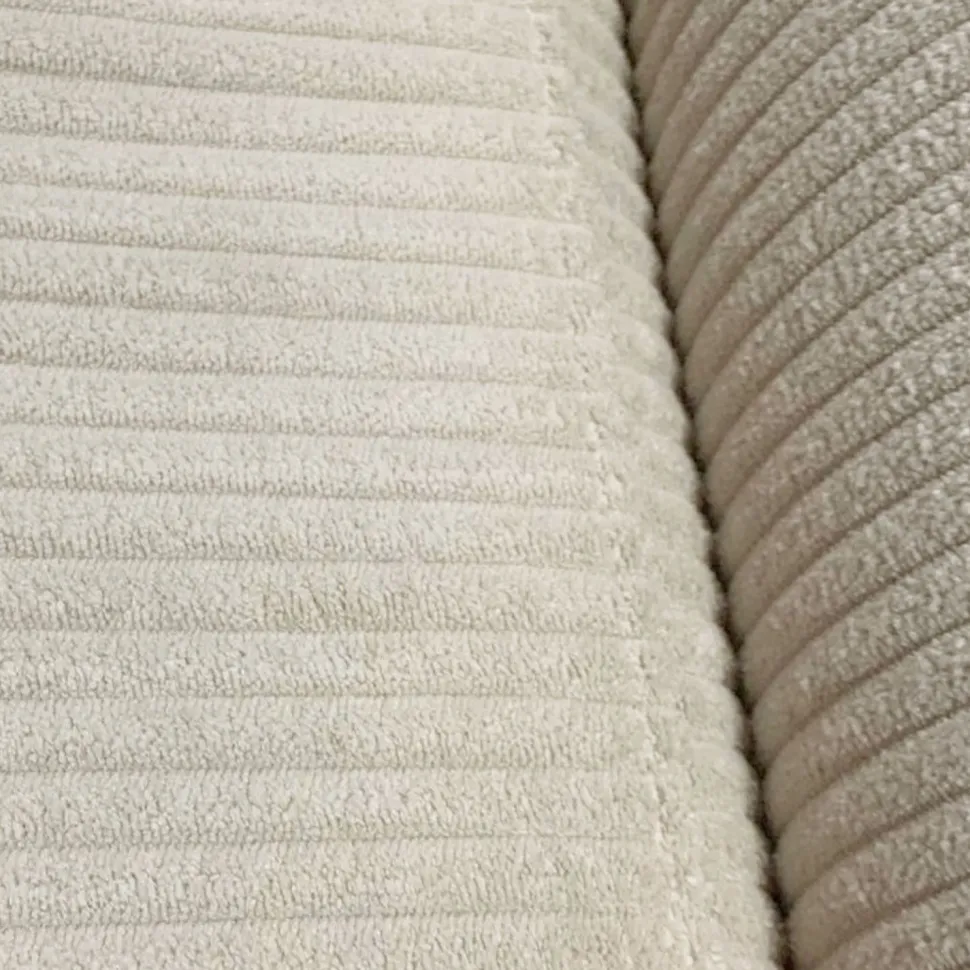 Canapé d'angle convertible Antoni avec têtières relevables angle à droite Velours côtelé Beige