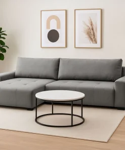 Canapé d'angle convertible élégant Malone Tissu Gris