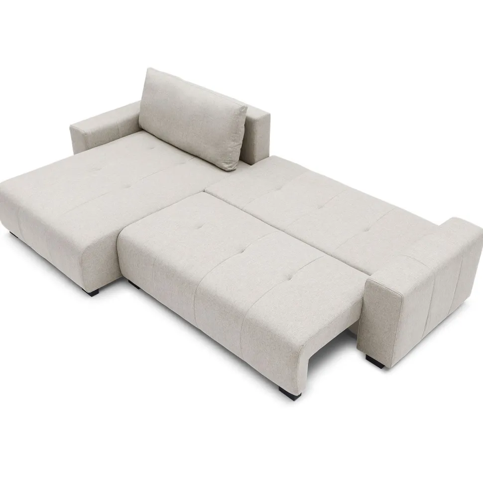 Canapé d'angle convertible élégant Malone Tissu Beige