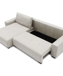 Canapé d'angle convertible élégant Malone Tissu Beige