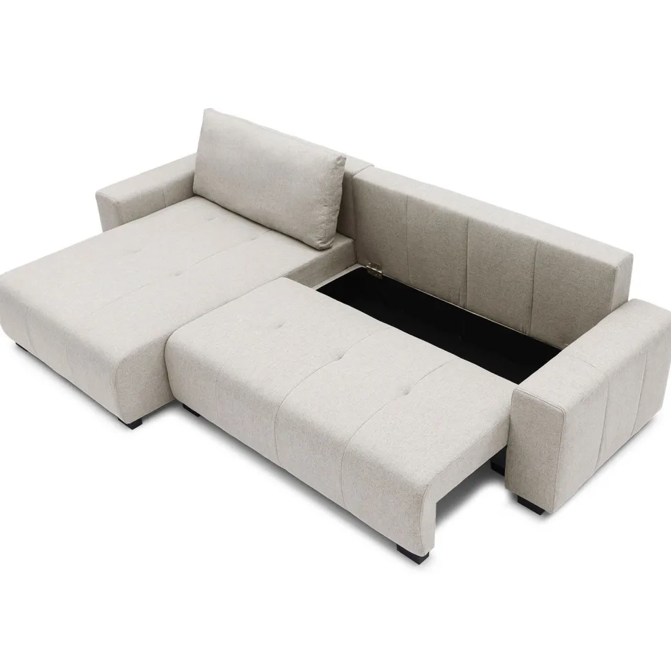 Canapé d'angle convertible élégant Malone Tissu Beige