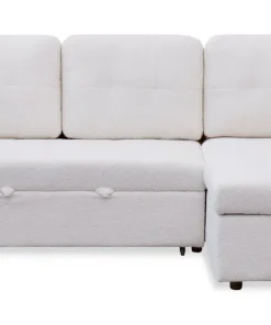 Canapé d'angle convertible Toledo Tissu Bouclette Crème