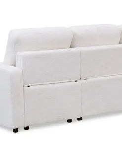 Canapé d'angle convertible Toledo Tissu Bouclette Crème