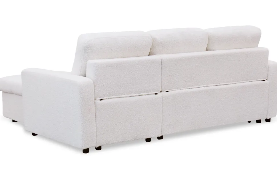 Canapé d'angle convertible Toledo Tissu Bouclette Crème