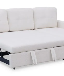 Canapé d'angle convertible Toledo Tissu Bouclette Crème