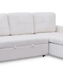 Canapé d'angle convertible Toledo Tissu Bouclette Crème